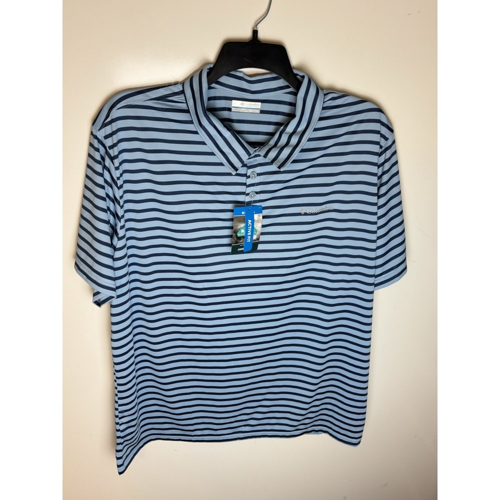 Columbia Hike Striped Polo Shirt Size XXL Blue NWT